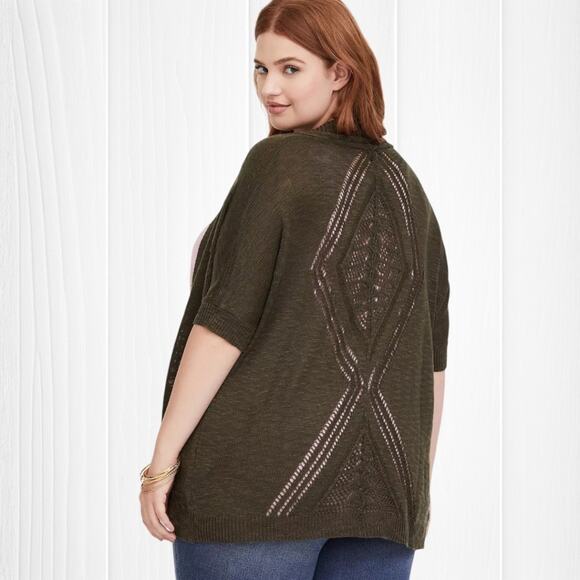 TORRID Pointelle Cardigan Short Sleeve Dolman Sweater - Picture 3 of 14